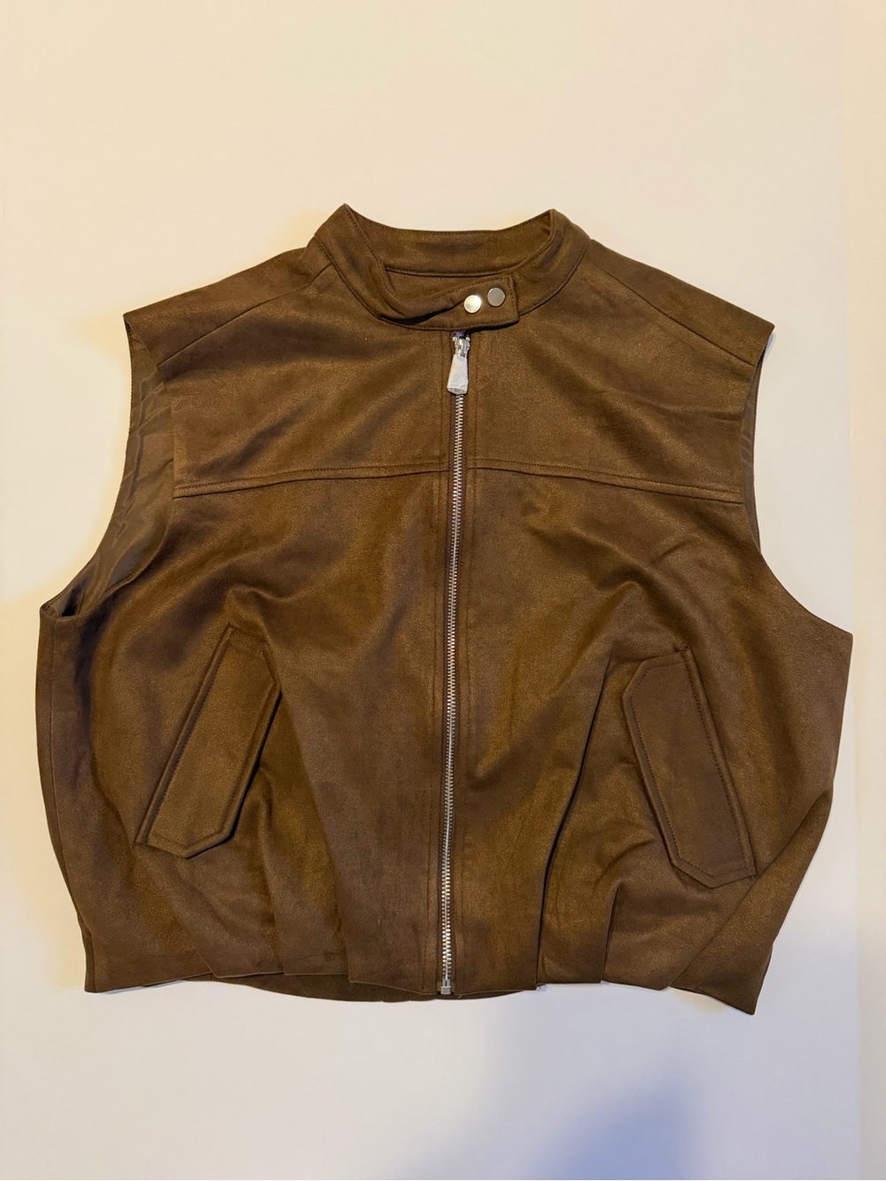 Steve Madden Brown Sleeveless Zip Vest